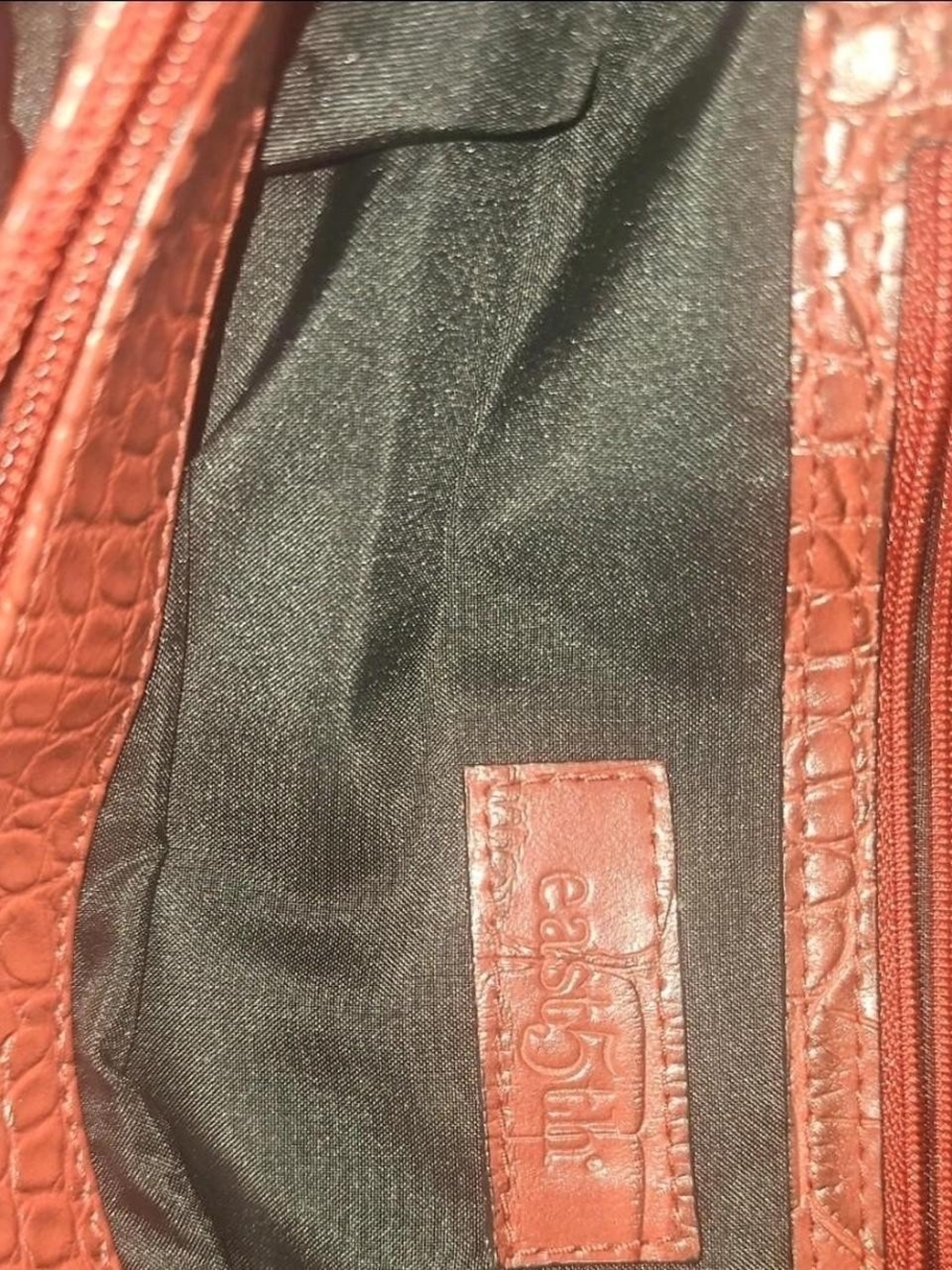 East 5th Men's Red Croc-Embossed Leather Bag with Black Lining